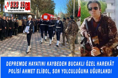 DEPREMDE HAYATINI KAYBEDEN BUCAKLI ÖZEL HAREKÂT POLİSİ AHMET ELİBOL, SON YOLCULUĞUNA UĞURLANDI