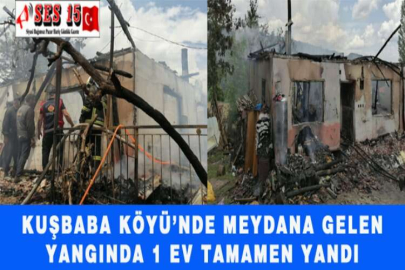 KUŞBABA KÖYÜ’NDE MEYDANA GELEN YANGINDA 1 EV TAMAMEN YANDI