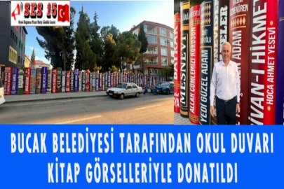 BUCAK BELEDİYESİ TARAFINDAN OKUL DUVARI KİTAP GÖRSELLERİYLE DONATILDI