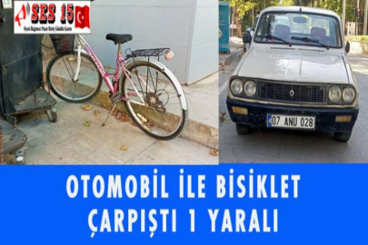 OTOMOBİL İLE BİSİKLET ÇARPIŞTI 1 YARALI