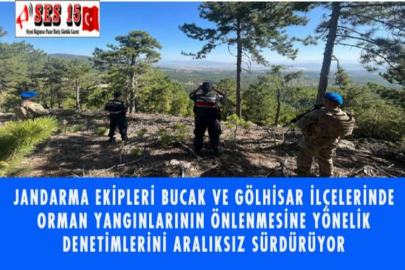 JANDARMA EKİPLERİ BUCAK VE GÖLHİSAR İLÇELERİNDE ORMAN YANGINLARININ ÖNLENMESİNE YÖNELİK DENETİMLERİNİ ARALIKSIZ SÜRDÜRÜYOR