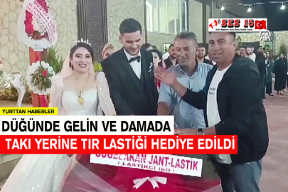 Düğünde Gelin Ve Damada Takı Yerine Tır Lastiği Hediye Edildi