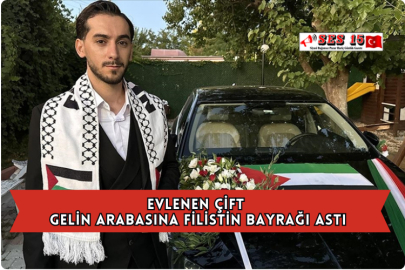 Evlenen Çift Gelin Arabasına Filistin Bayrağı Astı