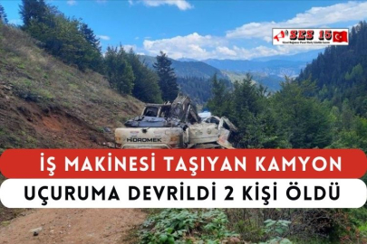 İş Makinesi Taşıyan Kamyon Uçuruma Devrildi 2 Kişi Öldü