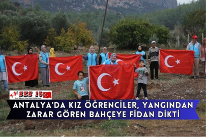 Antalya'da Kız Öğrenciler, Yangından Zarar Gören Bahçeye Fidan Dikti