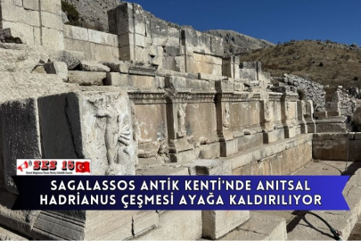 Sagalassos Antik Kenti'nde Anıtsal Hadrianus Çeşmesi Ayağa Kaldırılıyor