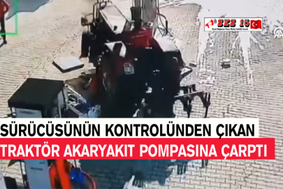 Sürücüsünün Kontrolünden Çıkan Traktör Akaryakıt Pompasına Çarptı