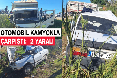 Otomobil Kamyonla Çarpıştı:  2 Yaralı