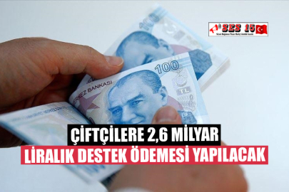 Çiftçilere 2,6 Milyar Liralık Destek Ödemesi Yapılacak