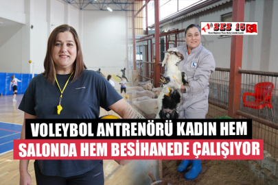 Voleybol Antrenörü Kadın Hem Salonda Hem Besihanede Çalışıyor
