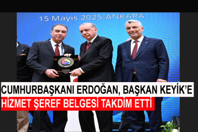 Cumhurbaşkanı Erdoğan, Başkan Keyik’e Hizmet Şeref Belgesi Takdim Etti