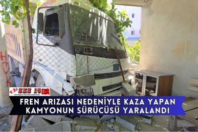 Fren Arızası Nedeniyle Kaza Yapan Kamyonun Sürücüsü Yaralandı
