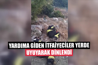 Orman Yangınına Yardıma Giden Erzurumlu İtfaiyeciler Yerde Uyuyarak Dinlendi