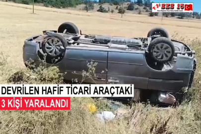 Devrilen Hafif Ticari Araçtaki 3 Kişi Yaralandı