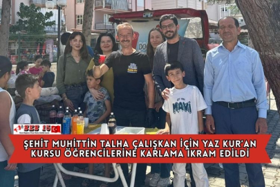 CHP İlçe Başkanlığı’nca Şehit Muhittin Talha Çalışkan İçin Yaz Kur’an Kursu Öğrencilerine Karlama İkram Edildi
