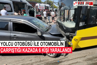 Yolcu Otobüsü İle Otomobilin Çarpıştığı Kazada 6 Kişi Yaralandı