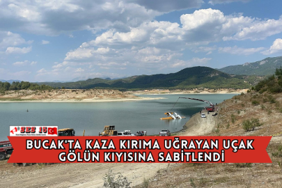 Bucak'ta Kaza Kırıma Uğrayan Uçak Gölün Kıyısına Sabitlendi