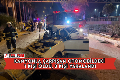 Kamyonla Çarpışan Otomobildeki 1 Kişi Öldü, 3 Kişi Yaralandı