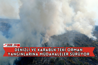 Denizli ve Karabük'teki Orman Yangınlarına Müdahaleler Sürüyor