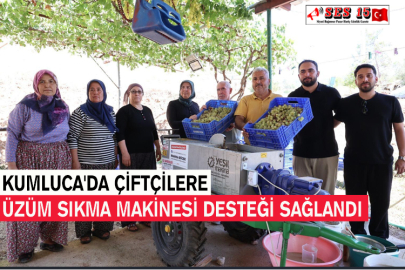 Kumluca'da Çiftçilere Üzüm Sıkma Makinesi Desteği Sağlandı