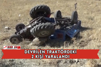 Devrilen Traktördeki 2 Kişi Yaralandı