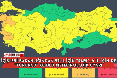 İçişleri Bakanlığından 52 İl İçin "Sarı", 4 İl İçin De "Turuncu" Kodlu Meteorolojik Uyarı