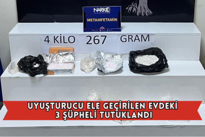 Uyuşturucu Ele Geçirilen Evdeki 3 Şüpheli Tutuklandı
