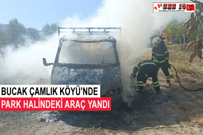Çamlık Köyü’nde Park Halindeki Araç Yandı