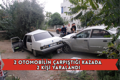 2 Otomobilin Çarpıştığı Kazada 2 Kişi Yaralandı