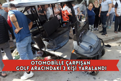 Otomobille Çarpışan Golf Aracındaki 3 Kişi Yaralandı