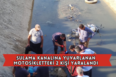 Sulama Kanalına Yuvarlanan Motosikletteki 2 Kişi Yaralandı