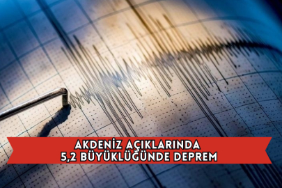 Akdeniz Açıklarında Meydana Gelen 5,2 Büyüklüğünde Deprem