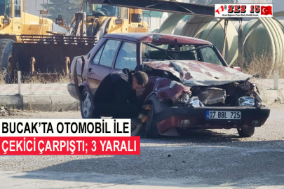 Bucak’ta Otomobil İle Çekici Çarpıştı; 3 Yaralı