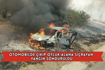 Otomobilde Çıkıp Otluk Alana Sıçrayan Yangın Söndürüldü