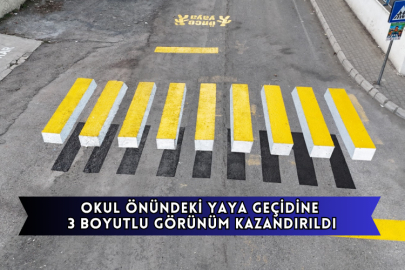 Okul Önündeki Yaya Geçidine 3 Boyutlu Görünüm Kazandırıldı