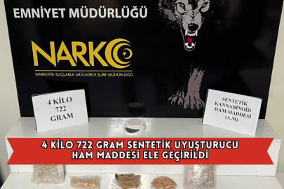 4 Kilo 722 Gram Sentetik Uyuşturucu Ham Maddesi Ele Geçirildi