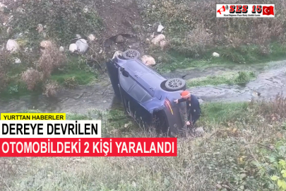 Dereye Devrilen Otomobildeki 2 Kişi Yaralandı