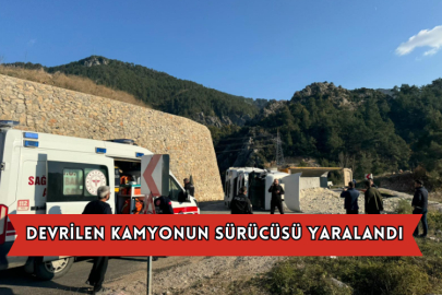Devrilen Kamyonun Sürücüsü Yaralandı