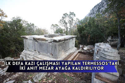 İlk Defa Kazı Çalışması Yapılan Termessos'taki İki Anıt Mezar Ayağa Kaldırılıyor