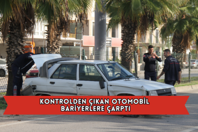 Kontrolden Çıkan Otomobil Bariyerlere Çarptı