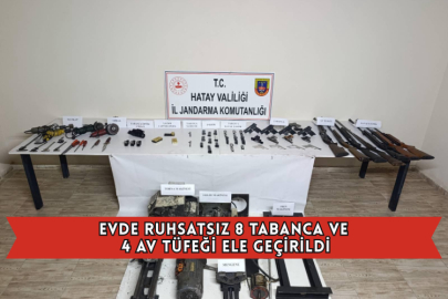 Evde Ruhsatsız 8 Tabanca ve 4 Av Tüfeği Ele Geçirildi