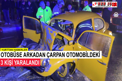 Otobüse Arkadan Çarpan Otomobildeki 3 Kişi Yaralandı