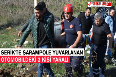 Serik'te Şarampole Yuvarlanan Otomobildeki 3 Kişi Yaralı