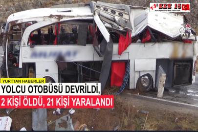 Yolcu Otobüsü Devrildi, 2 Kişi Öldü, 21 Kişi Yaralandı