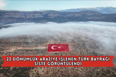 Mersin'de 22 Dönümlük Araziye İşlenen Türk Bayrağı Siste Görüntülendi