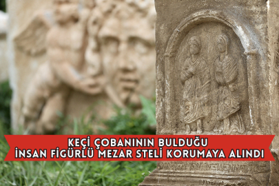 Muğla'da Keçi Çobanının Bulduğu İnsan Figürlü Mezar Steli Korumaya Alındı