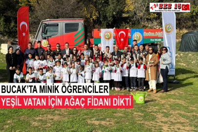 Bucak’ta Minik Öğrenciler Yeşil Vatan İçin Ağaç Fidanı Dikti