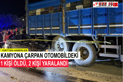 Kamyona Çarpan Otomobildeki 1 Kişi Öldü, 2 Kişi Yaralandı