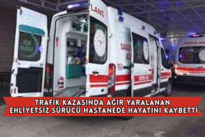 Trafik Kazasında Ağır Yaralanan Ehliyetsiz Sürücü Hastanede Hayatını Kaybetti