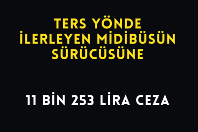 Ters Yönde İlerleyen Midibüsün Sürücüsüne 11 Bin 253 Lira Ceza
